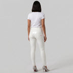 Women's White High-Waist Zip-Up Leather Pants