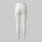 Women's White High-Waist Zip-Up Leather Pants