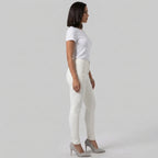Women's White High-Waist Zip-Up Leather Pants