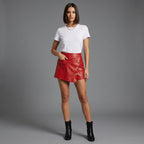 Women's Cherry Red Leather Shorts
