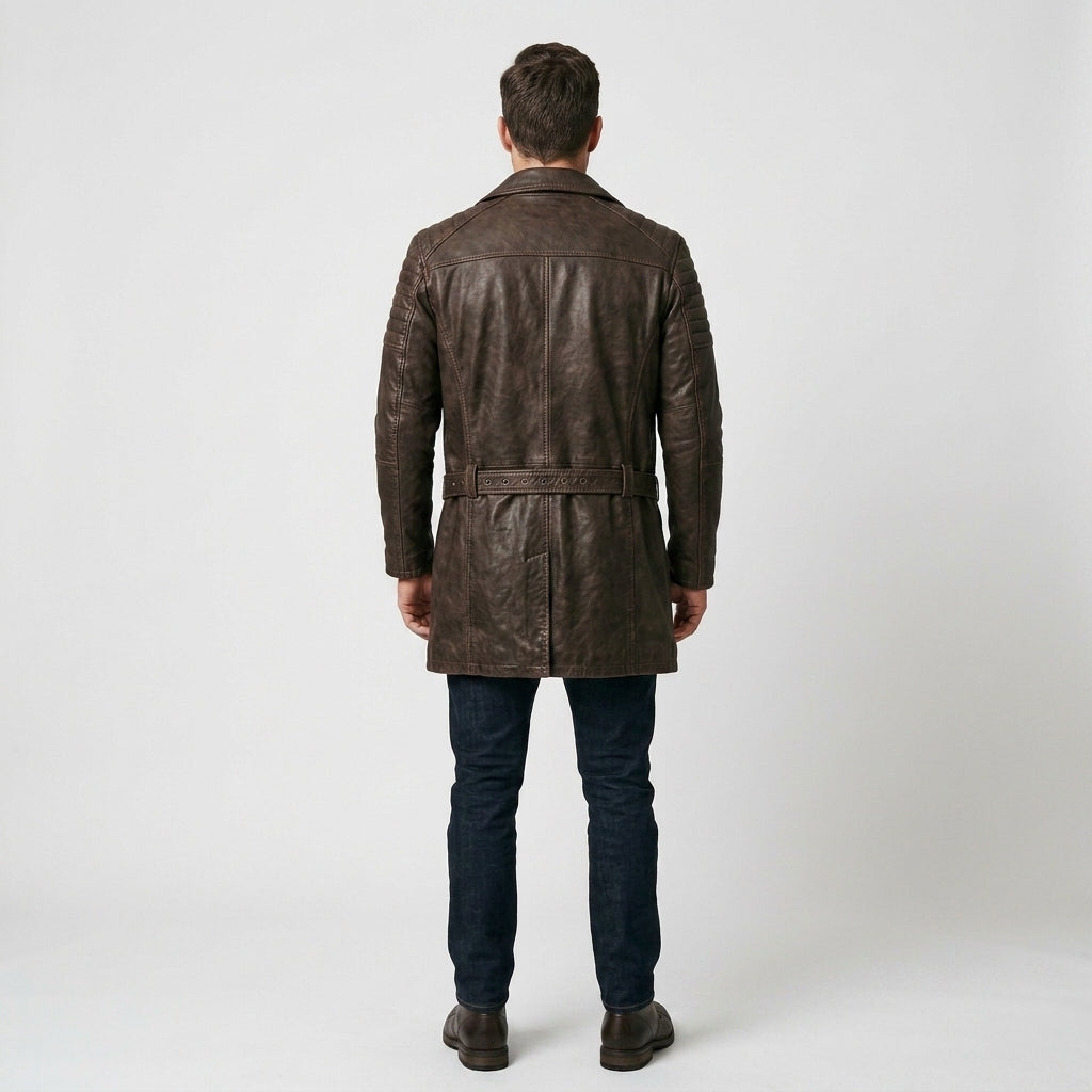 Browns Men's Distressed Brown Lambskin Leather Coat