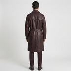 Men's Rich Brown Leather Trench Coat – Classic Long Leather Overcoat