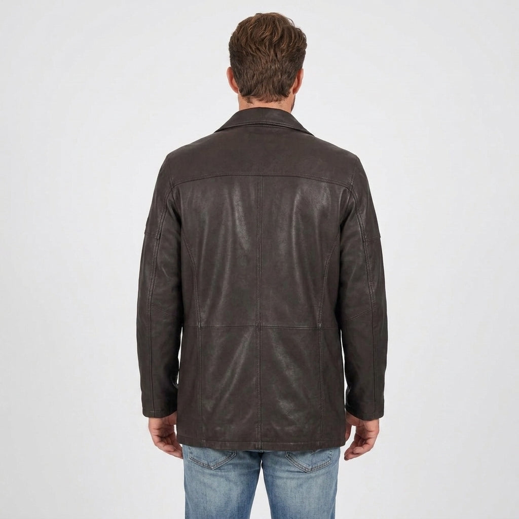 Men's Dark Brown Lambskin Leather Sport Coat