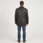 Men's Black Leather Trench Coat