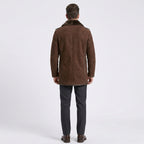 Men's Brown Shearling-Lined Leather Coat