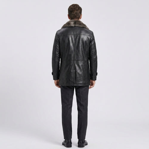 Men's Black Genuine Sheepskin Leather Jacket