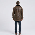 Men's Distressed Shearling Leather Coat