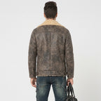 Men's Brown Sheepskin Shearling Flight Jacket