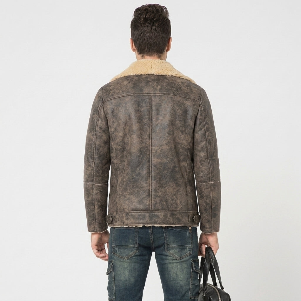 Men's Brown Sheepskin Shearling Flight Jacket