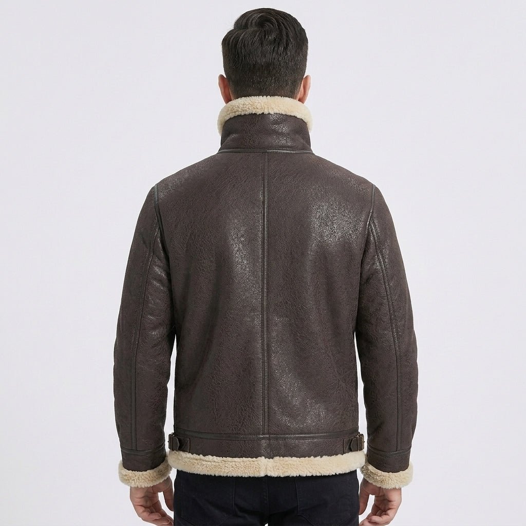 Men's Brown Sheepskin Shearling B3 Bomber Coat