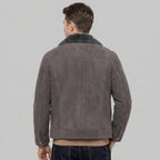 Men's Grey Sheepskin Shearling Leather Coat