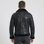 Men's Black B3 Shearling Aviator Bomber Jacket