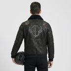 Men's Black Sheepskin Aviator Leather Jacket
