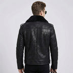 Men's Black Shearling Aviator Pilot Leather Jacket