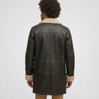Men's Brown Sheepskin Fur Aviator Leather Jacket – Classic B3 Flight Coat