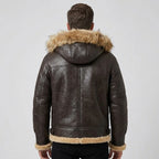 Men's Genuine Shearling Sheepskin Aviator Bomber Leather Jacket