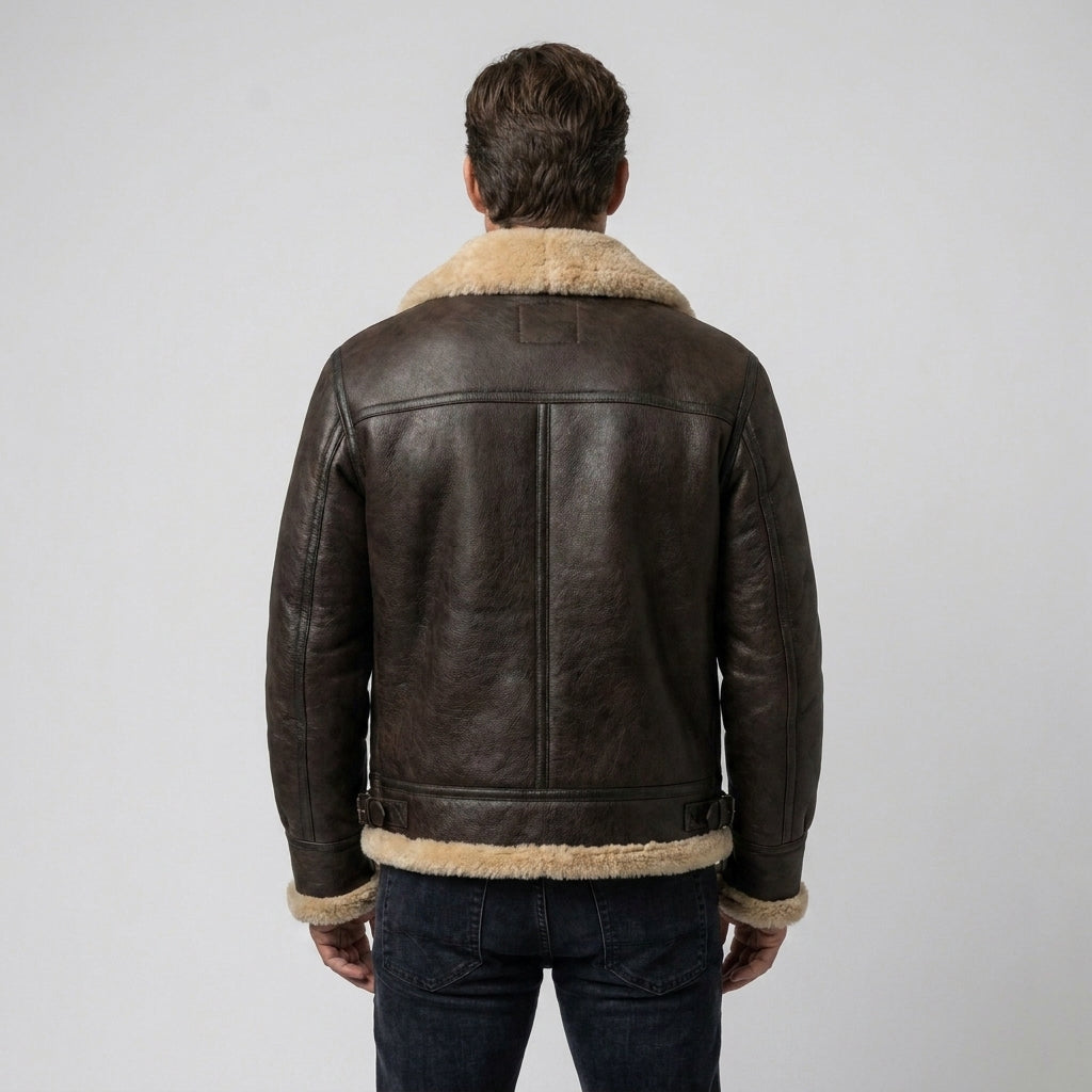 Men's Shearling Bomber Jacket – Premium Leather