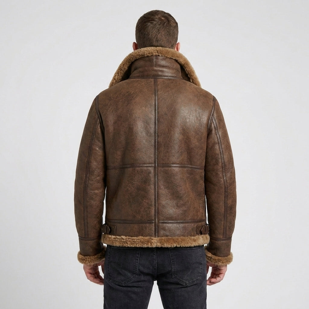 Men's Brown B3 Bomber Sheepskin Leather Jacket