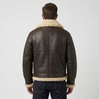 Men's Brown B3 Sheepskin Bomber Jacket – Cream Shearling