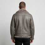 Men's Grey B3 Shearling Leather Bomber Jacket