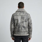 Men's Grey Camo B3 Shearling Leather Bomber Jacket