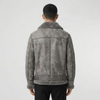 Men's Grey B3 Sheepskin Bomber Jacket – 100% Shearling Aviator Coat