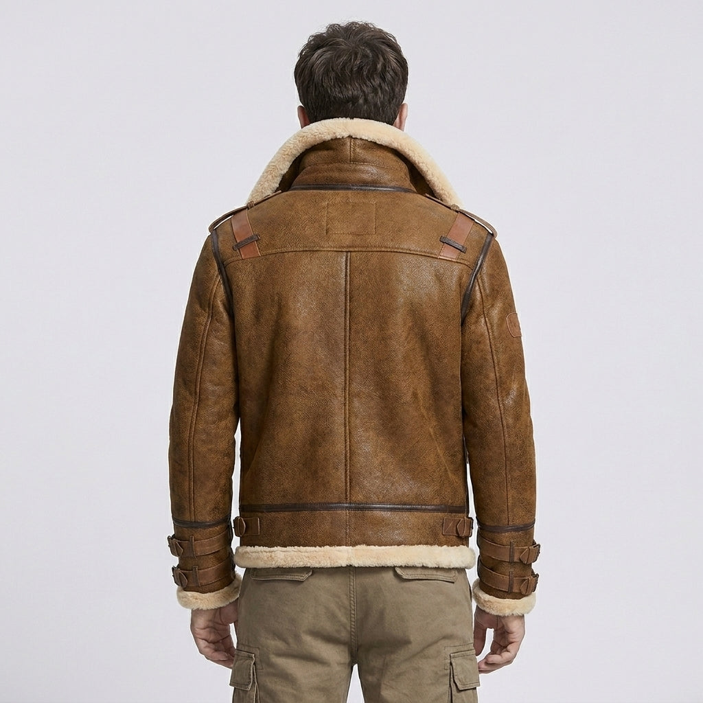Men's Sheepskin Shearling Bomber Jacket