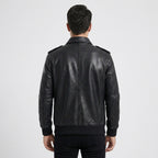 Men's Black Lambskin Leather A-2 Flight Bomber Jacket