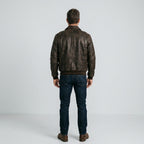 Men's Distressed Brown Leather Bomber Flight Jacket – Vintage Aviator Style