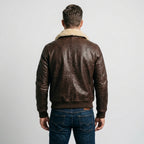 Men's Dark Brown Leather Flight V Bomber Jacket