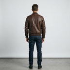 Men's Rich Brown V Leather Flight Jacket – Classic Aviator Bomber Style