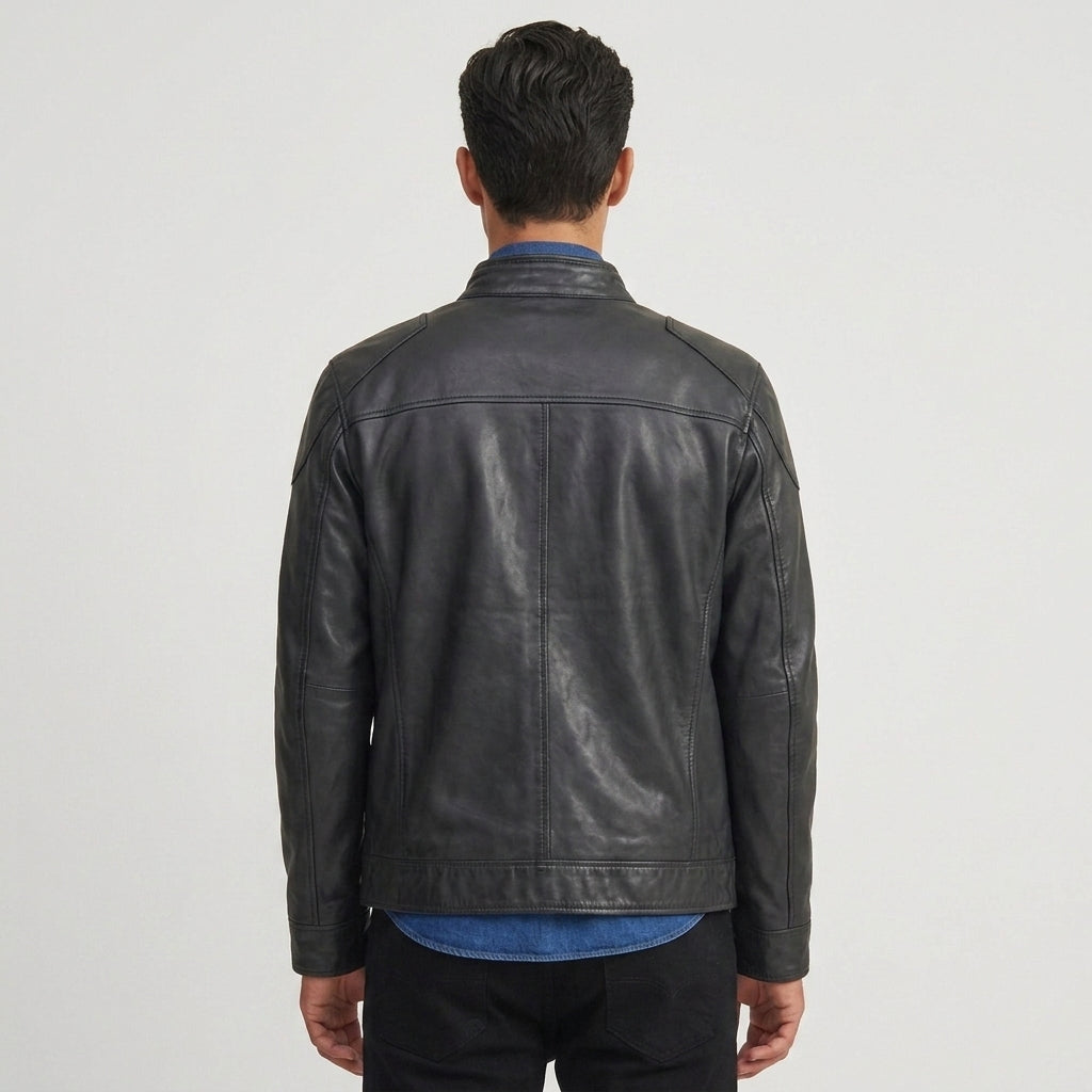 Men's Classic Black Leather Biker Jacket – Premium Motorcycle Rider Jacket