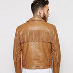Men's Vintage Brown Leather Biker Jacket – Retro Motorcycle Jacket