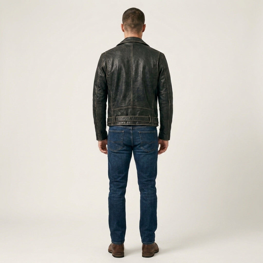 Men's Luxury Leather Biker Jacket – Modern Slim Fit Moto Jacket