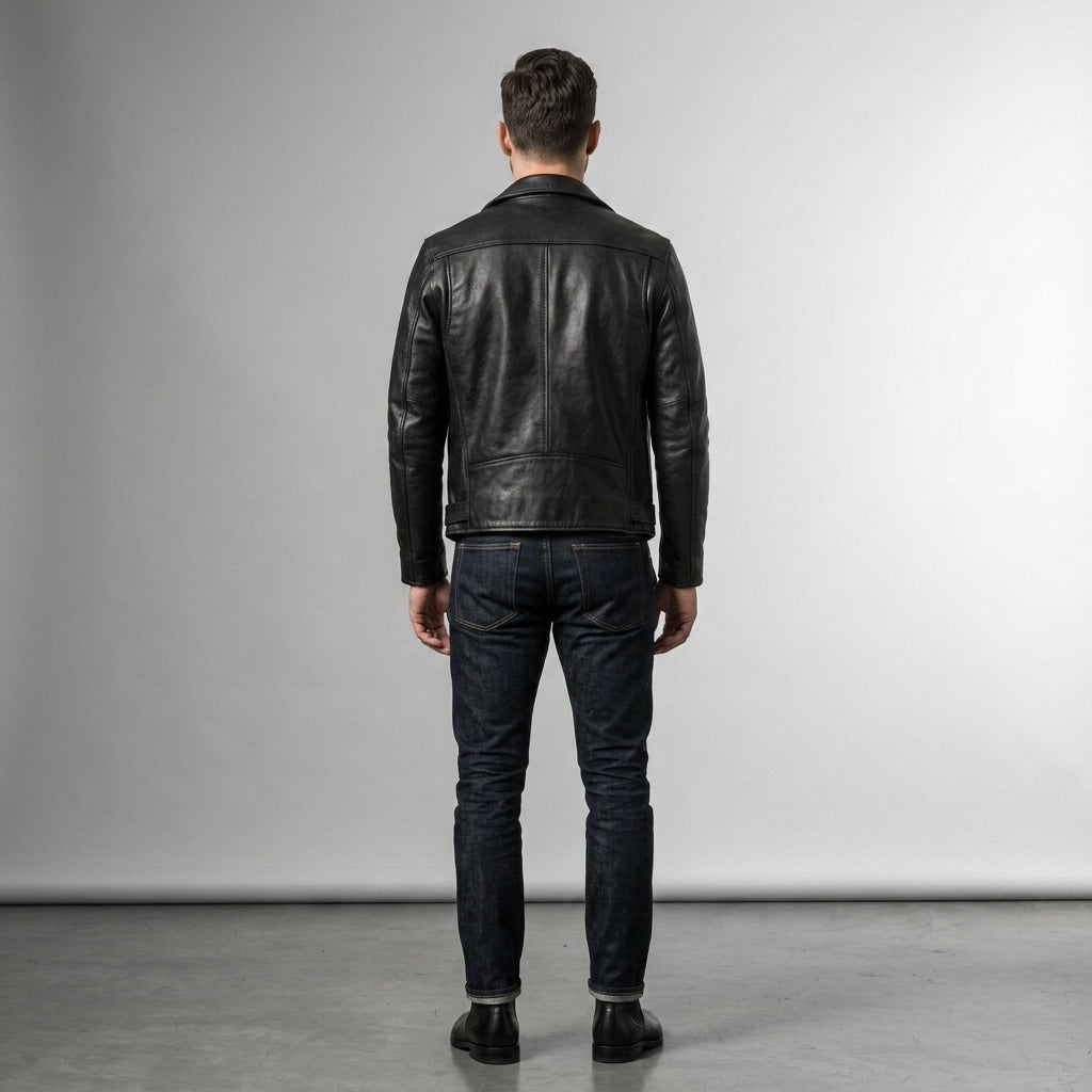Men's Genuine Leather Moto Jacket Stylish Motorcycle Riding Jacket