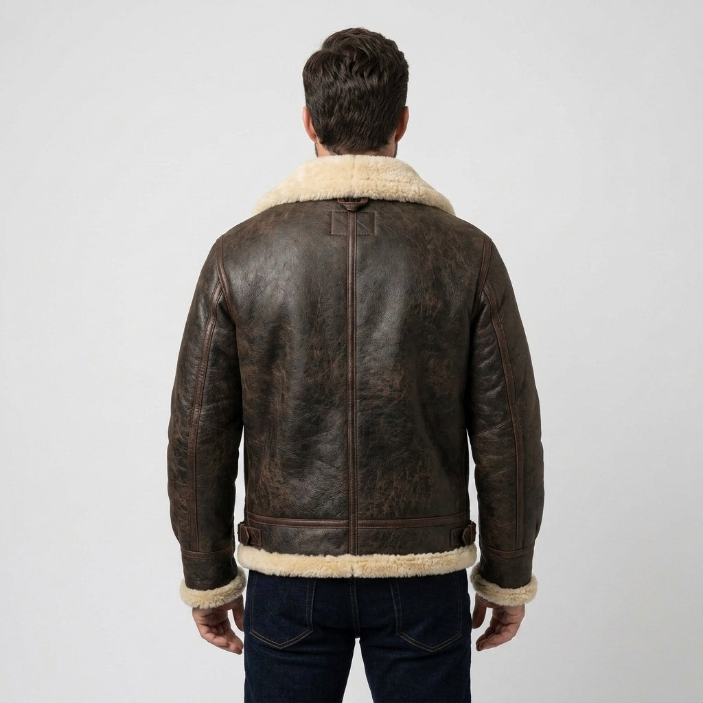 Men's Genuine Sheepskin Leather Jacket – Premium Shearling Winter Coat