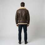 Men's Brown Sheepskin Leather Jacket Classic Shearling Flight Jacket