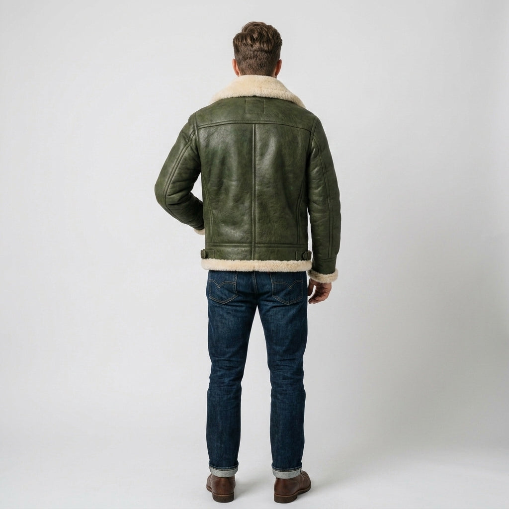 Men's B-3 Sheepskin Leather Jacket – Vintage RAF Aviator Flight Jacket