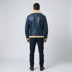 Men's Sheepskin Bomber Jacket Genuine Leather Shearling Pilot Coat