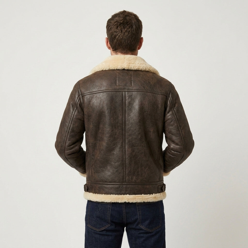 Men's Aviator Sheepskin Leather Jacket Premium Winter Flight Jacket