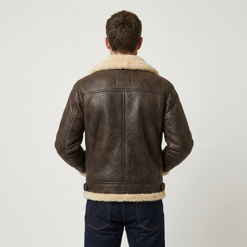 Men's Aviator Sheepskin Leather Jacket Premium Winter Flight Jacket