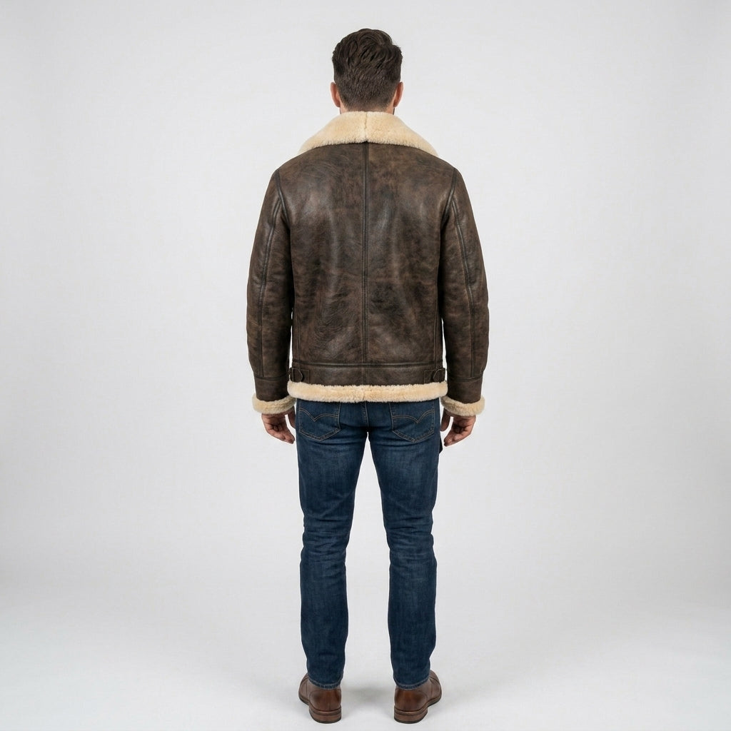 Men's Real Sheepskin Leather Jacket – Warm Shearling Winter Outerwear