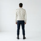 Men's White Studded Leather Jacket – Rock Punk Motorcycle Jacket