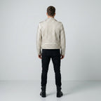 Men's Studded Motorcycle Leather Jacket Classic Punk Rider Coat