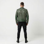 Men's Punk Studded Leather Jacket Classic Motorcycle Rider Jacket