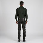 Men's Genuine Leather Pants Premium Slim Fit Biker Trousers