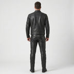 Men's Black Leather Pants Classic Motorcycle Riding Trousers