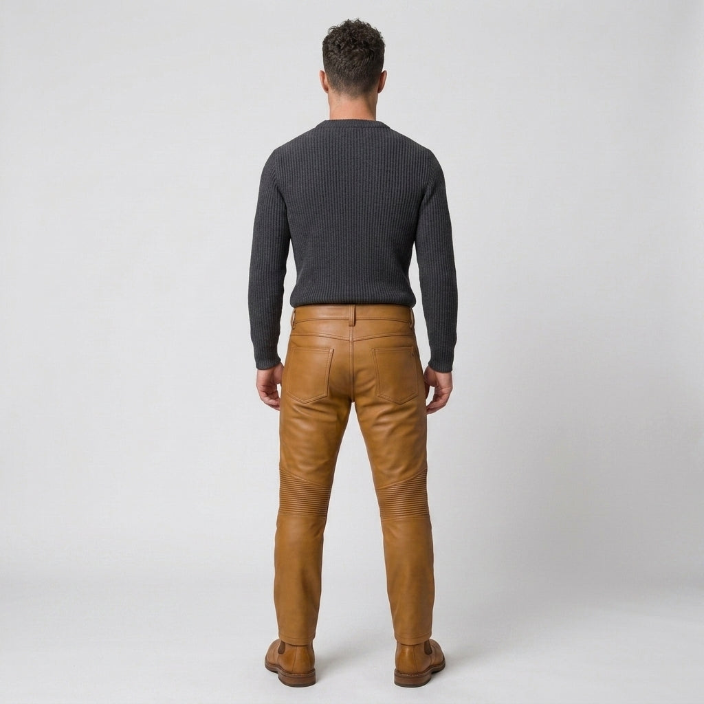 Men's Lambskin Leather Pants Luxury Soft Leather Trousers