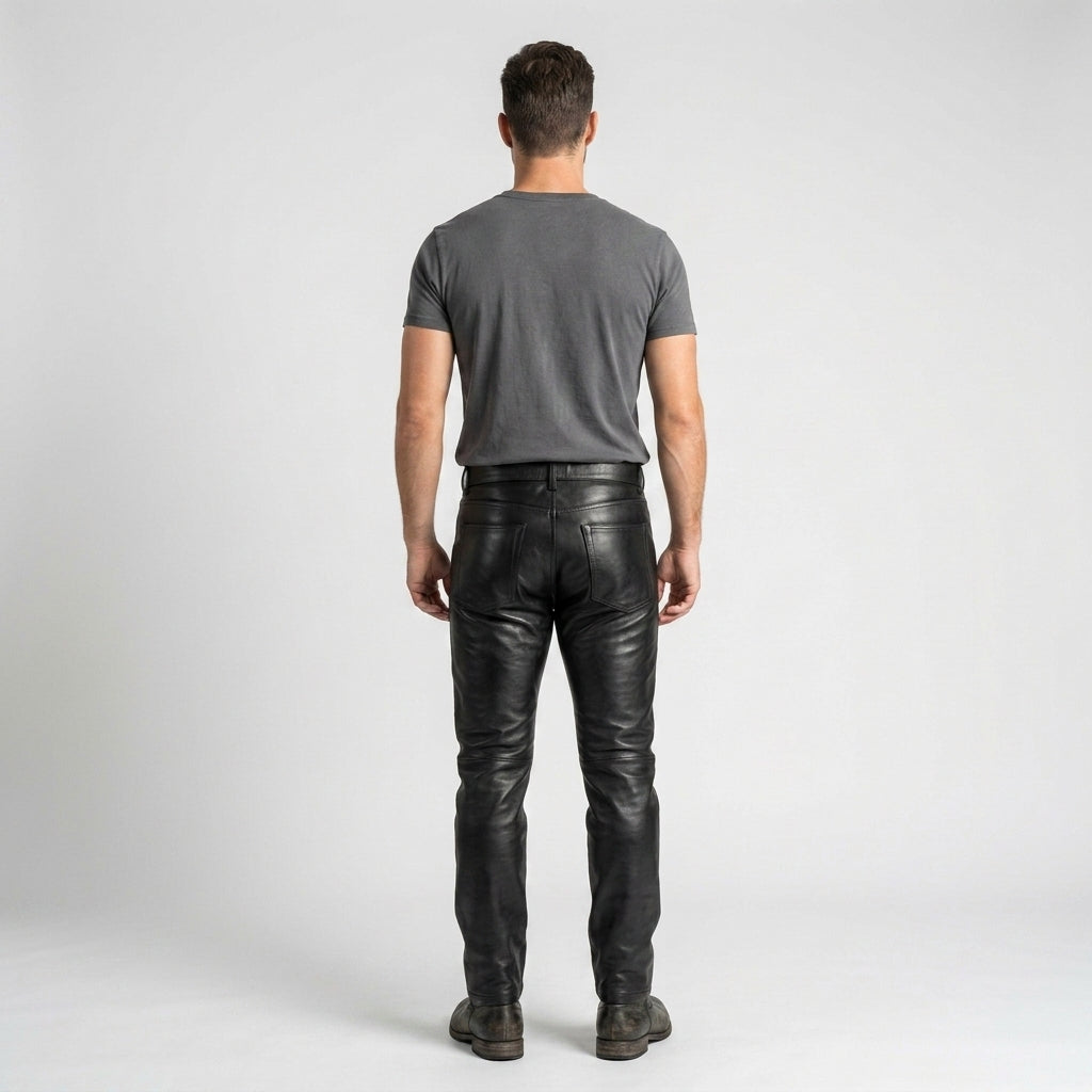 Men's Genuine Leather Jeans Luxury Slim Fit Leather Pants