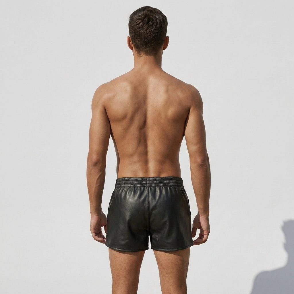 Men's Genuine Leather Shorts Premium Biker Motorcycle Shorts